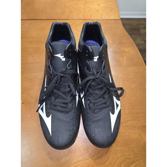 Mens Mizuno Size 12 Select Nine TPU Mid Molded Baseball Cleat Adult Black/White - Picture 3 of 7